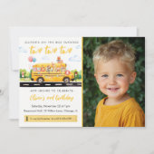 Two Two Two School Bus 2nd Birthday Invitation Kaart (Voorkant)