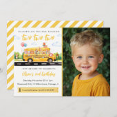 Two Two Two School Bus 2nd Birthday Invitation Kaart (Voorkant / Achterkant)