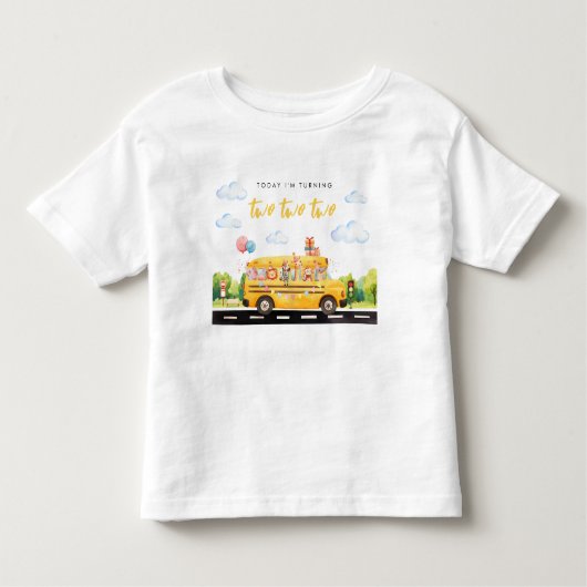 Two Two Two School Bus Birthday T-Shirt (Voorkant)