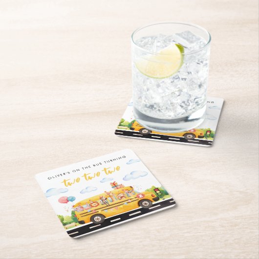 Two Two Two School Bus Kartonnen Onderzetters (Insitu)