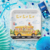 Two Two Two School Bus Square Paper Plate Papieren Bordje (Feest)