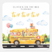 Two Two Two Schoolbus Vierkante Sticker (Voorkant)