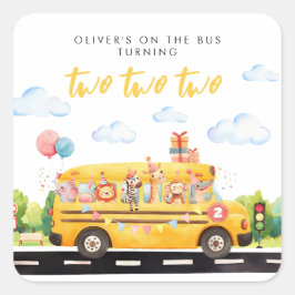 Two Two Two Schoolbus Vierkante Sticker