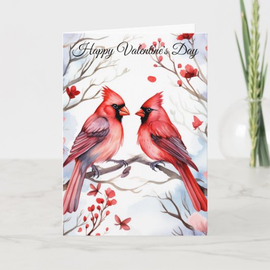 Two Valentine Cardinals Feestdagen Kaart (Voorkant)