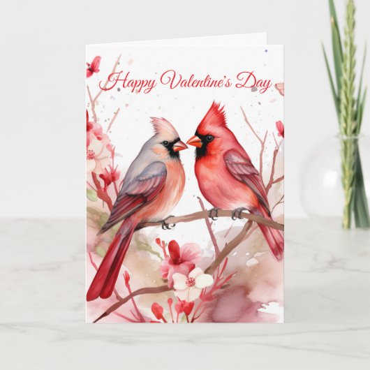 Two Valentine Cardinals Feestdagen Kaart (Voorkant)