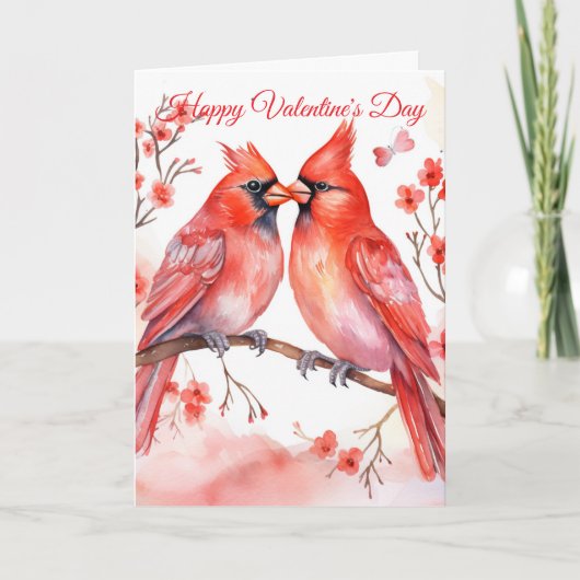 Two Valentine Cardinals Feestdagen Kaart (Voorkant)
