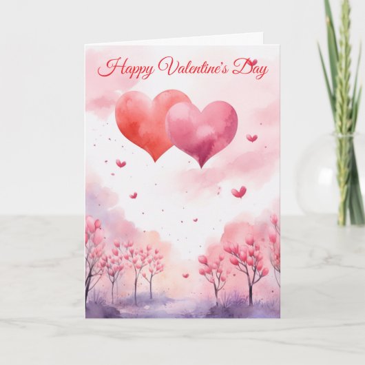 Two Valentine Hearts Feestdagen Kaart (Voorkant)