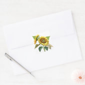 Two Vibrant Sunflowers with Lush Green Leaves Vierkante Sticker (Envelop)