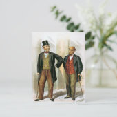 "Two Victoriaans Gentlemen" Vintage Briefkaart (Staand voorkant)