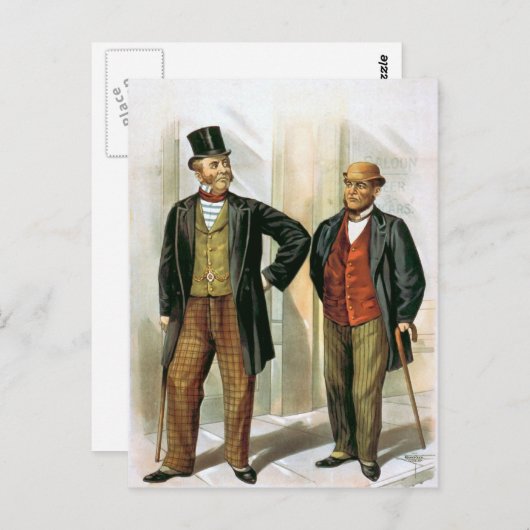 "Two Victoriaans Gentlemen" Vintage Briefkaart (Voorkant / Achterkant)
