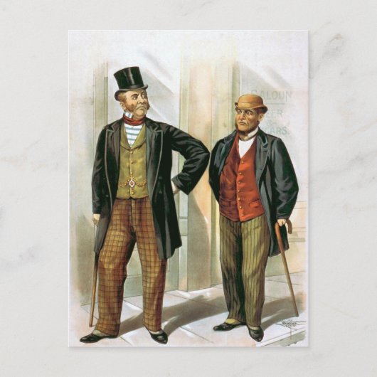 "Two Victoriaans Gentlemen" Vintage Briefkaart (Voorkant)