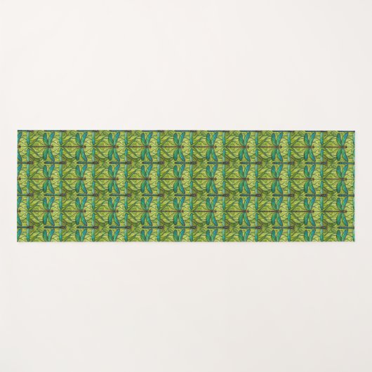 Two views of a green and yellow patterned tile  yogamat (Voorkant (horizontaal))