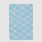 Two views of a light blue towel with a pattern  golfhanddoek (Voorkant)