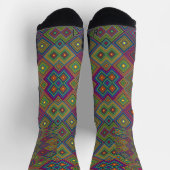 Two views of colorful socks featuring a geometric  sokken (Top)