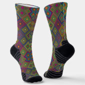 Two views of colorful socks featuring a geometric  sokken (Gebogen)