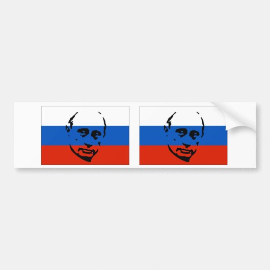 TWO Vladimir Poetin/Russische vlag Bumpersticker (Voorkant)