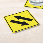Two Way Traffic Sign Paper Onderzetter (Schuin)