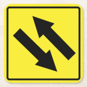 Two Way Traffic Sign Paper Onderzetter (Voorkant)