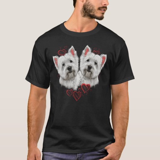 Two West Highland White Terrier Valentines Day Cou T-shirt (Voorkant)
