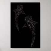 Two Whale Shark Black and White Poster (Voorkant)