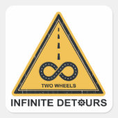 Two Wheels Infinite Detours Cycling Vierkante Sticker (Voorkant)