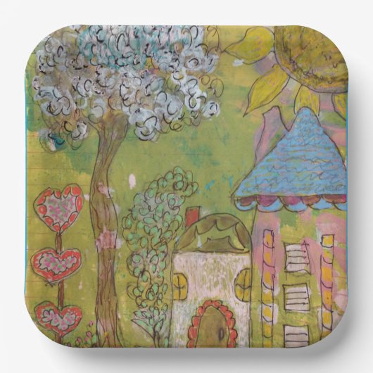 Two Whimsical Houses Papieren Bordje (Voorkant)