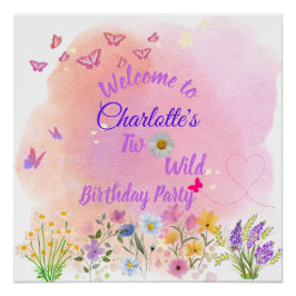 "Two Wild" 2e verjaardagsfeest welkomstbord Perfect Poster