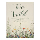 Two Wild Birthday - Boho Cream Wildflower Poster (Voorkant)