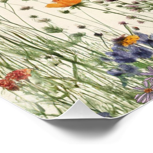 Two Wild Birthday - Boho Cream Wildflower Poster (Hoek)