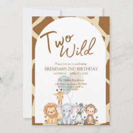 Two Wild Birthday Invitation Kaart