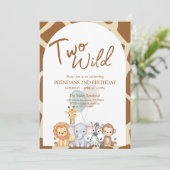 Two Wild Birthday Invitation  Kaart (Staand voorkant)