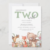 Two Wild | Bosdieren Kinderverjaardagsfeestje Kaart (Voorkant)