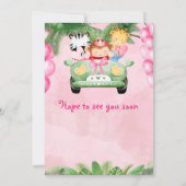 Two Wild Cute Safari Animals Girls 2nd Birthday  Kaart (Achterkant)