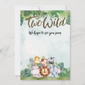 Two Wild Cute Safari Animals Girls 2nd Birthday  Kaart (Achterkant)