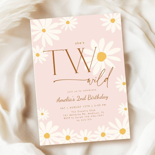 TWO Wild Daisy Floral 2nd Birthday Kaart
