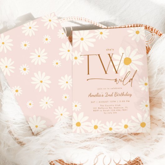 TWO Wild Daisy Floral 2nd Birthday Kaart