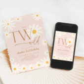 TWO Wild Daisy Floral 2nd Birthday Kaart