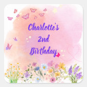 "Two Wild & Full of Wonder" Verjaardagsgunst Stick Vierkante Sticker (Voorkant)