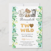 Two Wild Girl Uitnodiging voor 2e verjaardagsfeest (Voorkant)