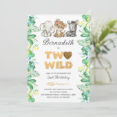 Two Wild Girl Uitnodiging voor 2e verjaardagsfeest (Staand voorkant)