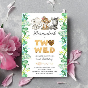 Two Wild Girl Uitnodiging voor 2e verjaardagsfeest