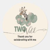 Two Wild Jungle Giraffe Animal Birthday Party Ronde Sticker (Voorkant)