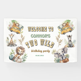 Two wild jungle safari 2nd birthday Banner