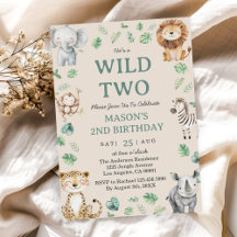 Two Wild Jungle Safari Animals 2nd Birthday Theme