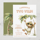 Two Wild Monkey Second Birthday Kaart (Voorkant / Achterkant)