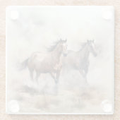"Two Wild Mustangs" Stoffige Westerne aquarel Glazen Onderzetter (Achterkant)