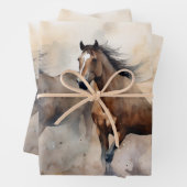 "Two Wild Mustangs" Stoffige Westerne aquarel Inpakpapier Vel (In situ)