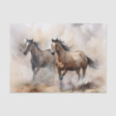 "Two Wild Mustangs" Stoffige Westerne aquarel Tissuepapier (Voorkant)
