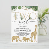Two Wild Party Animals 2nd Birthday Invitation Kaart (Staand voorkant)