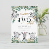 Two Wild Party Animals 2nd Birthday Invitation Kaart (Staand voorkant)